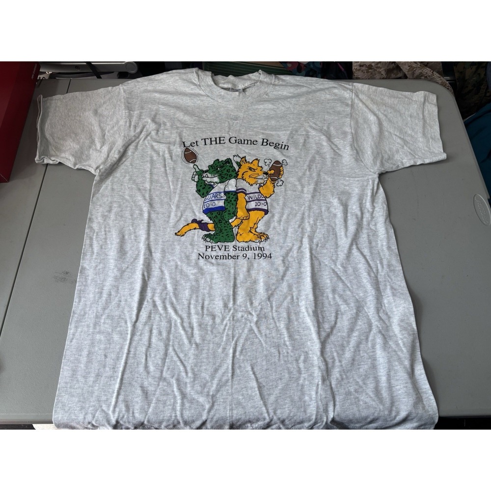 Vtg 90s Football Gray XL T Shirt PEVE stadium '94
